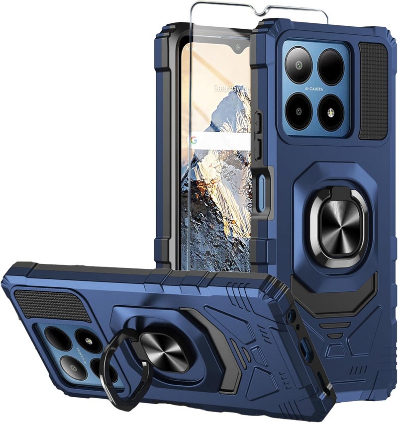Mocotto for Boost Summit 5G Phone Case with Tempered Glass Screen Protector,Military Grade Heavy Duty Shockproof Protective Cover,with Ring Kickstand (Boost Summit 5G,Blue) - Image 1